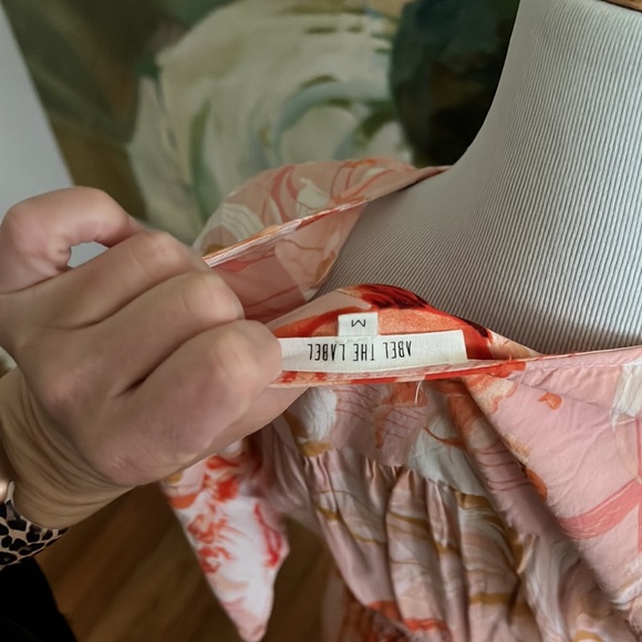 Anthropologie Abel The Label Flower Bomb Dress Flutter Sleeve orange/pink - Picture 11 of 16